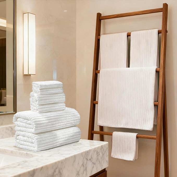 Extra Large Bath Towels (60"x30"),Oversized Bath Towels for Adults Luxury Bath Towels Super Soft Highly Absorbent Microfibers Quick Dry Bath Sheets Large for Bathroom (White, 2Piece)