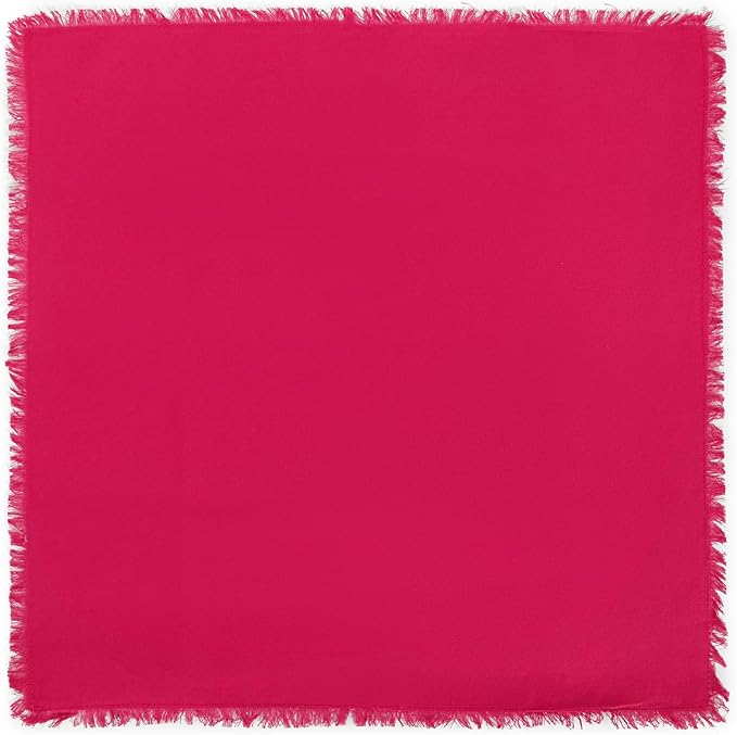 Lightnpro Cotton Napkins Set of 12, Beautiful Handmade Fringe Dinner Cloth Napkins, Washable and Reusable for Dining, Parties, Weddings, Holiday & Everyday Use - 18x18 Inch Magenta