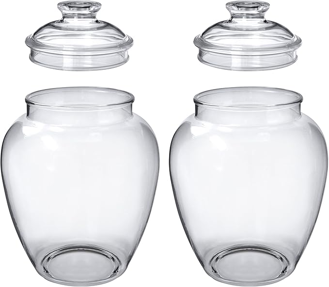 Amazing Abby - Sugar Sugar - 2-Pack 140-Ounce Plastic Candy Jar with Lid, Large Cookie Jar (7.5"(D) x 10.5"(H)), Apothecary Jar, BPA-Free, Shatter-Proof, Dishwasher-Safe, Great for Candy Buffet