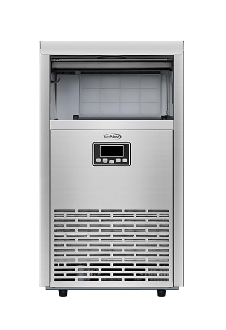 KoolMore 18 in. Commercial Ice Maker Machine, 100 lbs/24H Crescent Ice, 30 lbs Storage, Undercounter or Freestanding Ideal for Commercial or Residential Use, ETL Listed in Stainless-Steel