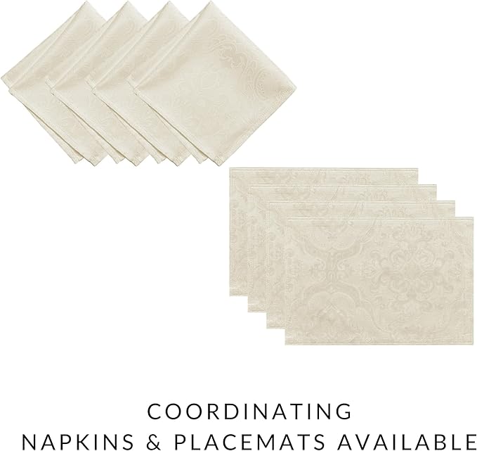 Elrene Home Fashions Caiden Elegance Damask Waterproof, Stain & Wrinkle Resistant Fabric Tablecloth, 60" x 120" Oblong/Rectangle, Ivory