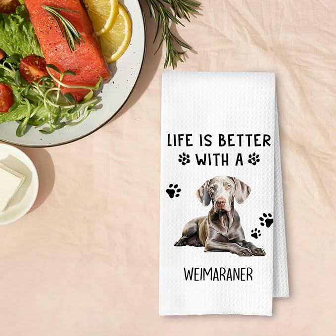 Weimaraner Dog Kitchen Towels, Weimaraner Lover Gifts Dish Tea Towels for Kitchen Decor, Dog Mom Dad Gifts Decorative Hand Towel for Bathroom, 16x24 Inches
