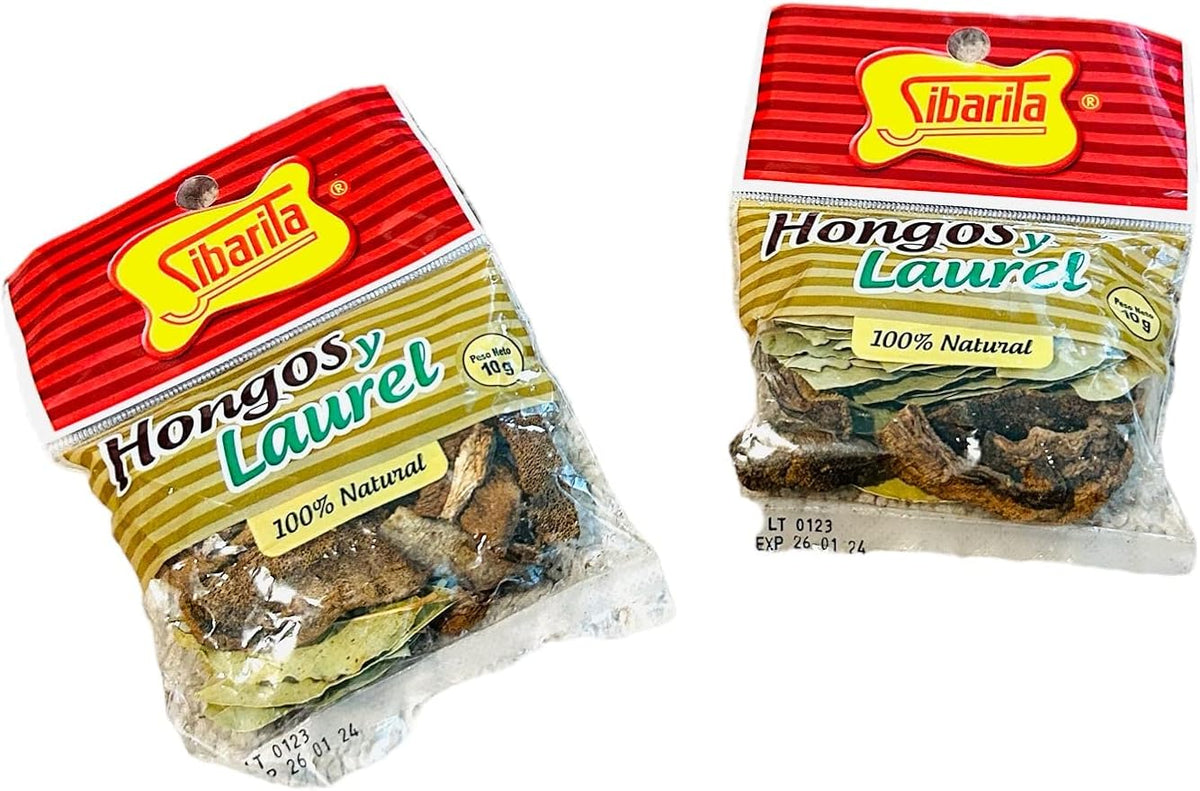 Peruvian Hongos Secos y Laurel, Dried mushrooms and bayleaf Peruvian seasoning, 20grs / 0.71 ounces, cocina peruana