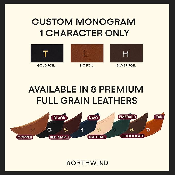 Northwind Personalized Engraved Leather Skillet Handle Cover – Custom Handcrafted Pot Holder Sleeve for Cast Iron Pans, Handmade in USA, Anniversary, Wedding, Housewarming, (Secondary Handle Cover)