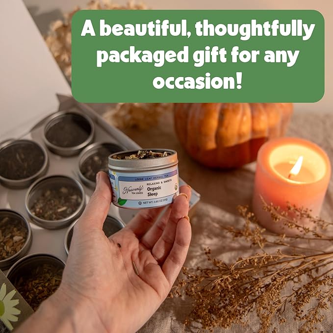 Heavenly Tea Leaves Organic 9 Flavor Variety Pack | Loose Leaf Tea Sampler (Approximately 90 Cups) | Premium Gift Set Assortment of Green, Herbal, Black & White Teas | Hot or Iced, High to No Caffeine | Sampler, Great Iced or Hot, High to No Caffeine