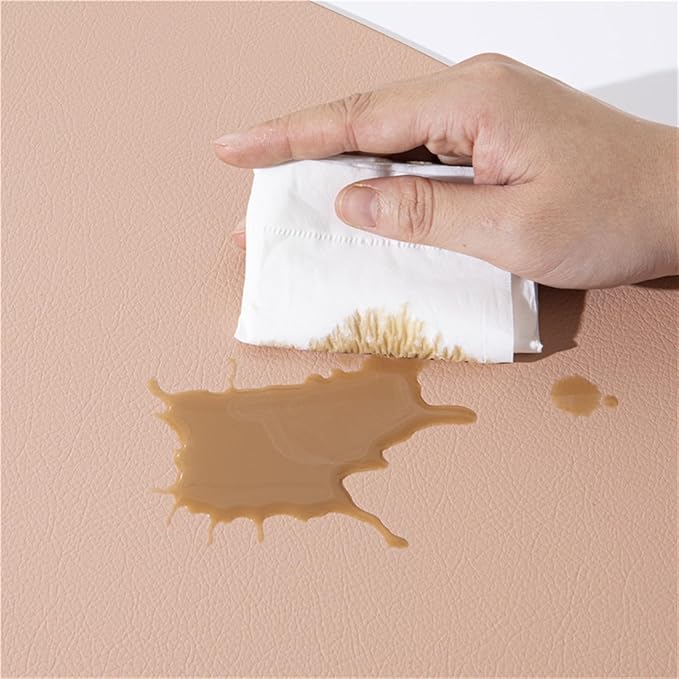 Grey PU Leather Placemats for Table Waterproof Non-Slip Table Mat Set Coaster Set Cup Wine Mat Tableware Pad Napkin for Kitchen(Orange)