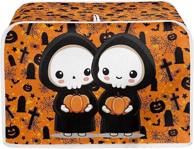 Doojoayie Cartoon Ghost Toaster Cover for Kitchen Small Appliance Bread Machine Protector Washable Oven Cover 4 Slice Kitchen Accessories Decorative Dust Protector