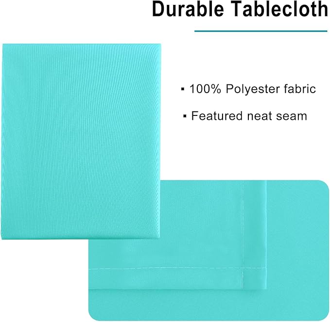 Hiasan Solid Rectangle Tablecloth Aqua - Waterproof Washable Oblong Fabric Table Cloth for Dining Room Kitchen and Outdoor Use, 70 x 120 Inch