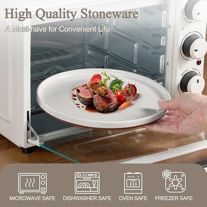 LIANYU Stoneware Dinnerware Sets Service for 6, 18 PCS Plates and Bowls Sets, Handmade Ceramic Dish Set, Highly Chip and Crack Resistant Modern Plate Set, Cloud White