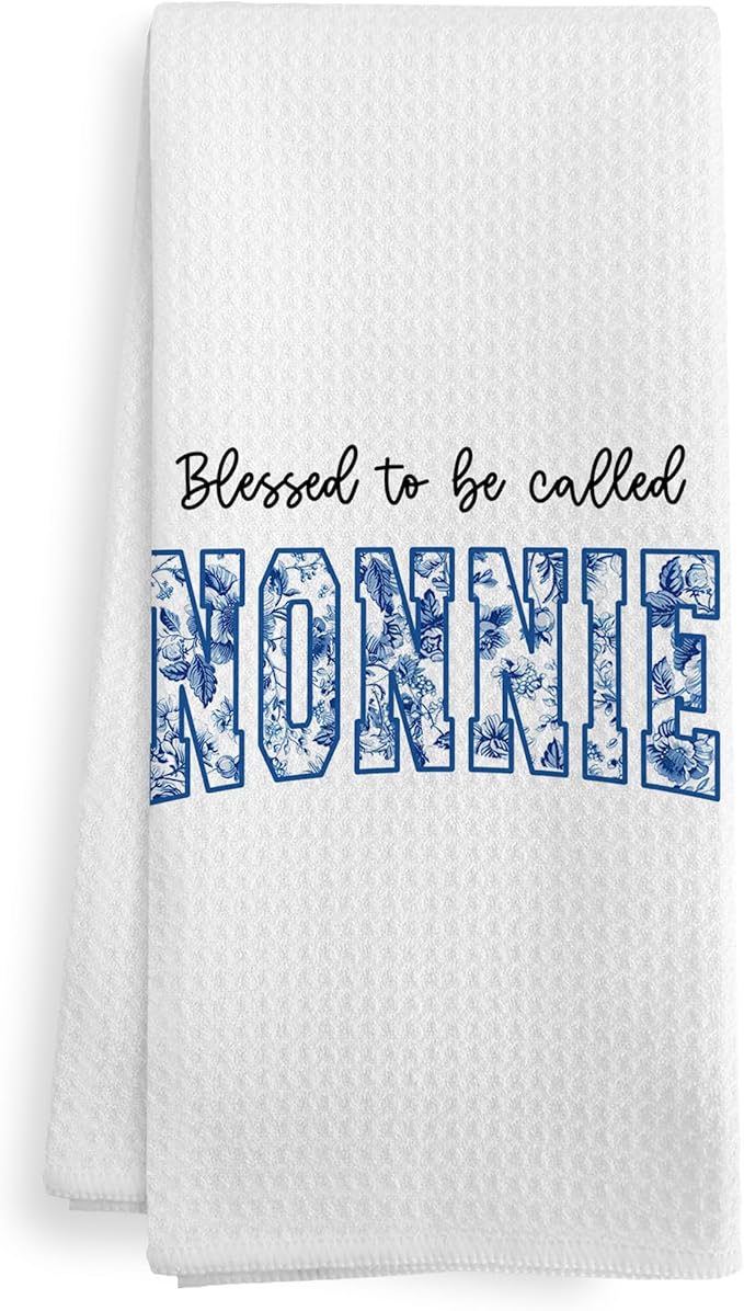 Blessed to be Called Mommom Gifts for Grandma from Grandkids, Mothers Day Christmas Birthday Kitchen Gifts for Mommom, Chinoiserie Grandma Kitchen Dish Hand Tea Towels for Bathroom, 16x24Inch