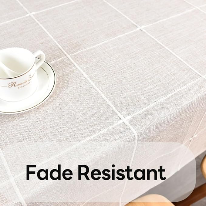 Heavy Duty Cotton Linen Table Cloth for Rectangle Table Rectangular Farmhouse Vintage Tablecloth Washable Rustic Table Cover (Linen, 52''x86'')
