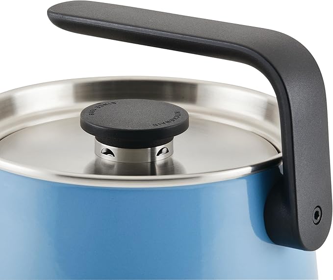 KitchenAid Teakettles Enamel-on-Steel Stovetop Whistling Teakettle, Induction Ready, Stainless steel Lid, 2 Quart - Blue Velvet