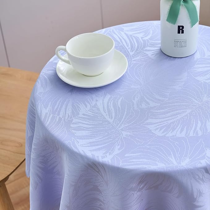 Round Tablecloth Purple Jacquard Small 40 Inch Table Cloths Up to 26" Dia Tables Waterproof Washable Wrinkle Free Soft Fabric Table Cover Kitchen Dining Room Decor Coffee Bar