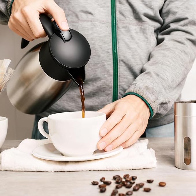 8 PCS 68 Oz Thermal Coffee Carafe with 8 PCS Brushes, SUS 304 Stainless Steel Double Walled Vacuum Insulated Coffee Carafes for Keeping Hot 12 Hours, Cold 24 Hours, Carafe for Hot Liquids, Beverages