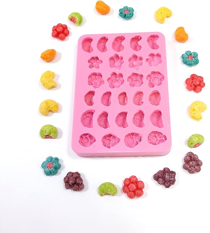 Fruity shapes cereal, Cereal Silicone Mold, Wax Melt mold, Resin art mold, Soap making mold, Cereal candle mold NC081