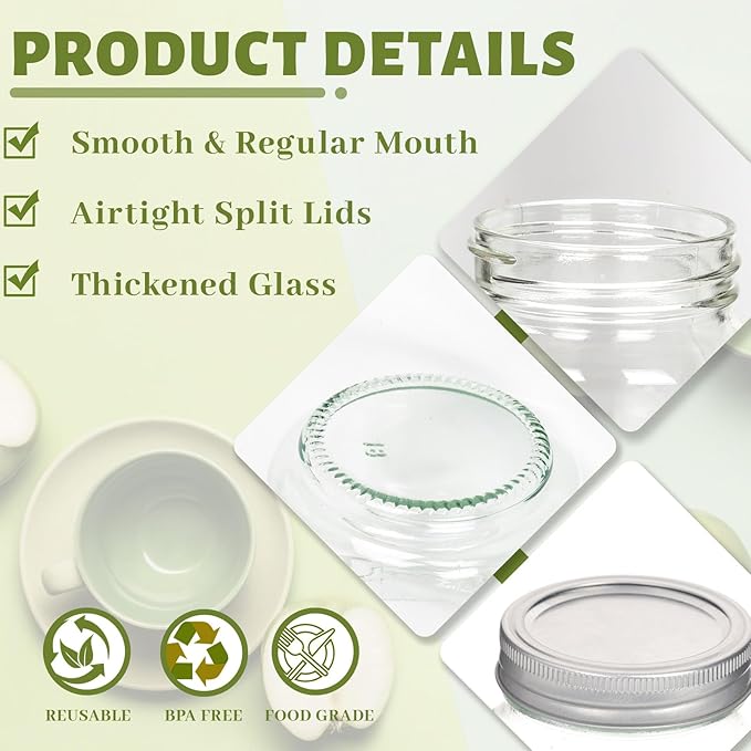 Haneye 16 oz Glass Mason Jars, 12 Pack Clear Glass Jars with Regular Lids, Canning Jars for Honey, Yogurt, Wedding Favors, Food Storage, Vegetables, Includes 40 Black Labels
