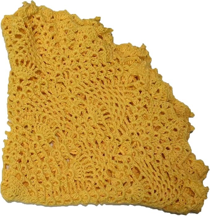 BIBITIME Lace Tablecloth Doily Handmade Crochet Placemat Women Vase Mat Kitchen Table Runner (2PCS- 18 in to 20 in, Yellow)