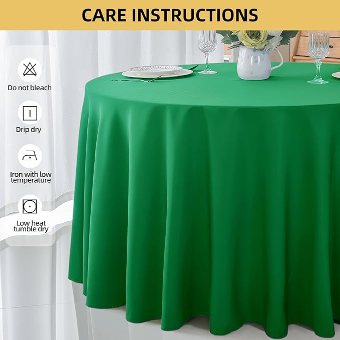 6-Pack Round 90-inch Forest Green Table Cloths, Solid Stain and Wrinkle Resistant Circular Tablecloth, Premium Plain Weave Polyester Fabric Table Linen Covers for Hotel, Banquet