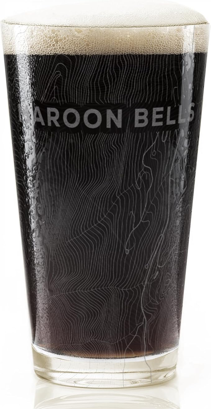 MAROON BELLS COLORADO Engraved Pint Glass | Great Mountain Topography Map Gift Idea!