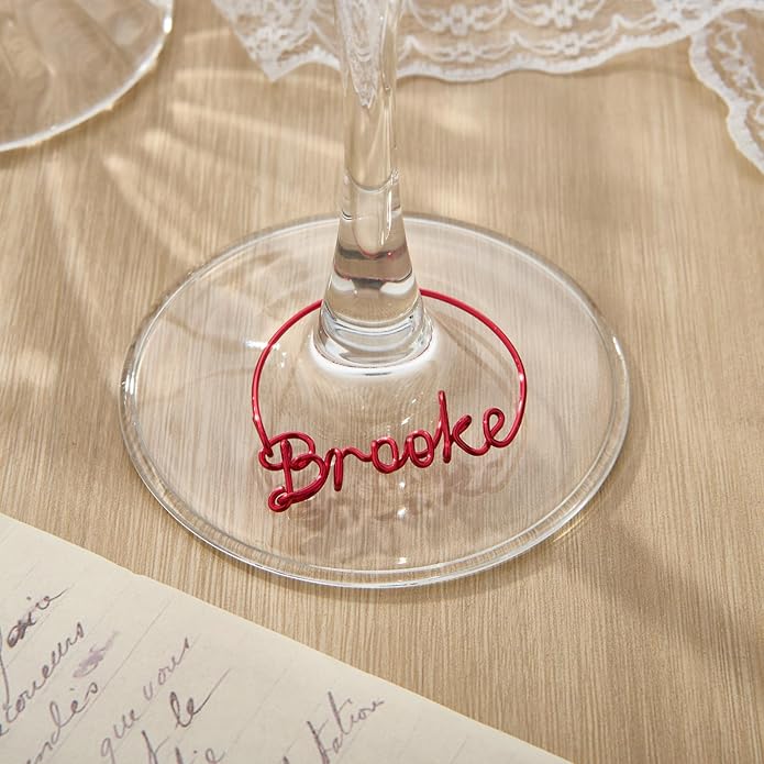 Wine Glass Charms Personalized for Wedding, Bridal Shower, Baby Shower, Retirement or Engaged Party - Custom Name Drink Tag for Champagne Stem Glass - Bachelorette Party Favors for Girls Weekend Trip