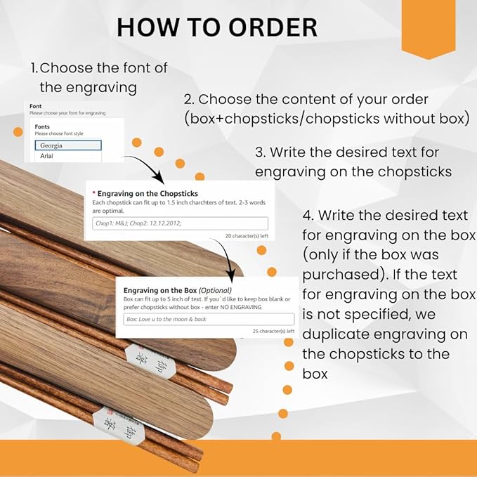 Walnut Chopsticks Reusable Engraved With Personalized Names Classic or Japanese Chinese Style Wood Dinnerware Utensils Wedding Birthday Anniversary Gift (Walnut Wood Chopsticks)