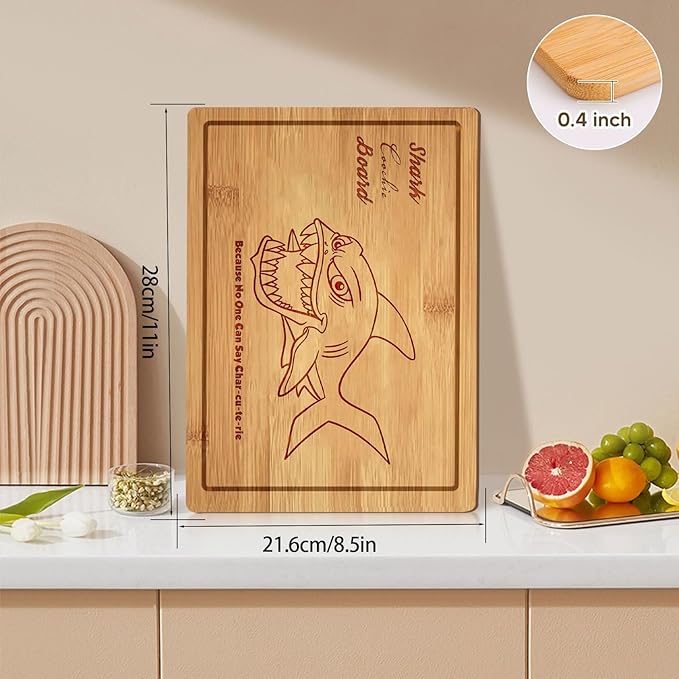 Shark Coochie Board, Funny Charcuterie Board, Bamboo Chopping Board, Funny Gift, Wedding Gift, Housewarming Gift, White Elephant Gift for Friends Family(11''×8.5'', Board H)