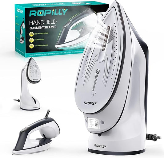 Steamer for Clothes, 1600W 2-in-1 Steamer & Iron with Large Ceramic Plate, Powerful Turbo Steam, Smart Temperature Control, Auto-Off, Wrinkle Remover for All Fabrics