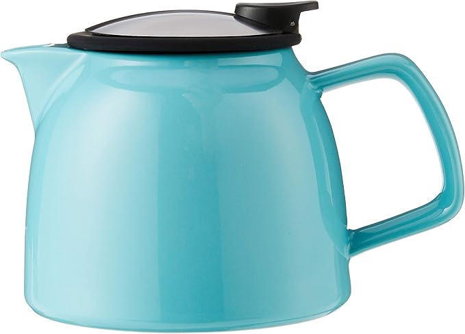 FORLIFE Bell Ceramic Teapot with Basket Infuser 26-Ounce/770ml, Turquoise