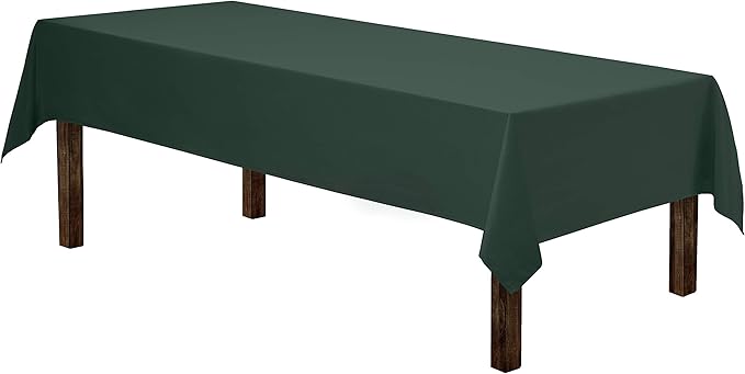 Gee Di Moda Rectangle Tablecloth - 60 x 84 Inch Hunter Green Table Cloth for 5 Foot Rectangle Tables - Heavy Duty Washable Fabric - for Holiday Party, Dinner, Weddings, Baby Shower & Events