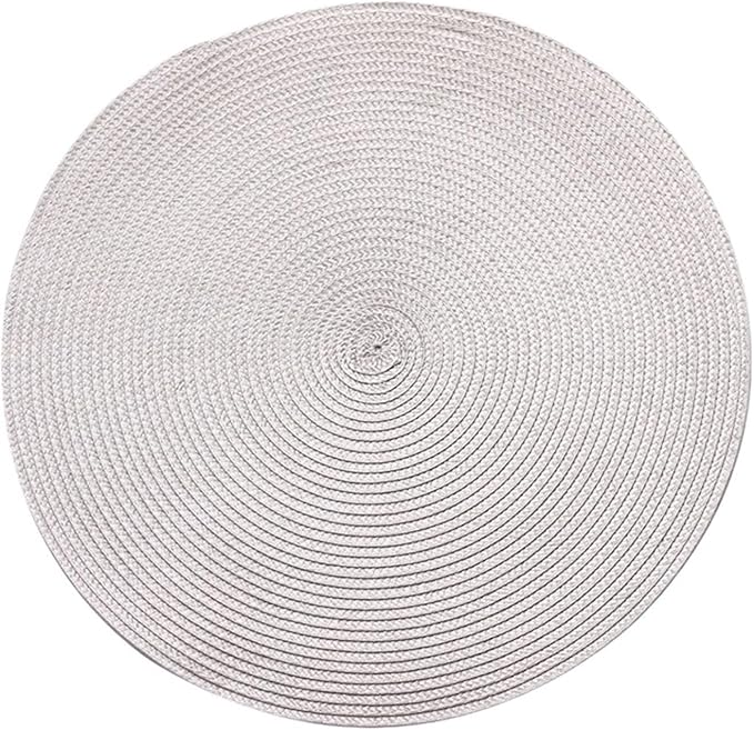 Table Mat Round Woven Placemats PP Waterproof Dining Non-Slip Napkin Disc Bowl Pads Drink Cup Coasters Kitchen Decoration(Light)