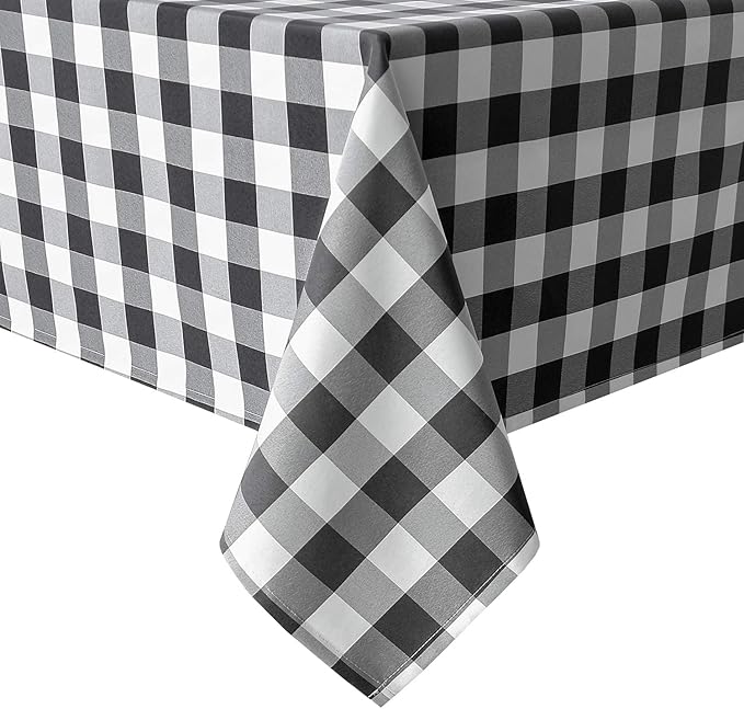 Hiasan Checkered Square Tablecloth - Stain Resistant, Waterproof and Wrinkle Resistant Washable Table Cloth for Dining Room, 30 x 30 Inch, Black and White Gingham Pattern