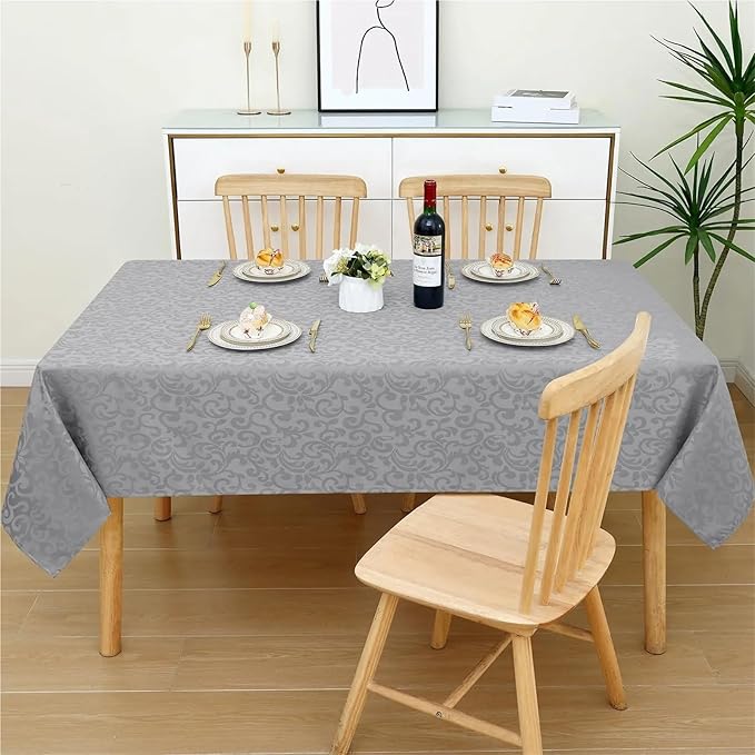 Tablecloth Tablecloth Rectangular Polyester Tablecloth Jacquard Dyeing Tablecloth Tablecloth Table Decoration and Accessories for Restaurant Cafe(Gray,130x160cm(Rectangle))