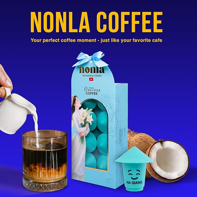 NONLA Instant Coconut Coffee Pods, 6g x 8 Freeze-Dried Sugar Free Pods, Coconut Latte Flavor, Instant Espresso Coffee for Focus & Energy, Housewarming, Birthday, Christmas Gift Box