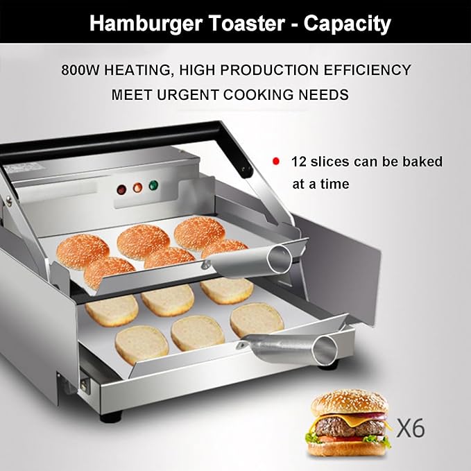 Automatic Hamburger Bread Machine - Commercial Bun Baking Machine with Alarm Light & Heating Light for Family Gatherings and Events