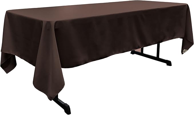 LA Linen Polyester Poplin Washable Rectangular Tablecloth, Stain and Wrinkle Resistant Table Cover 60x102, Fabric Table Cloth for Dinning, Kitchen, Party, Holiday 60 by 102-Inch, Brown