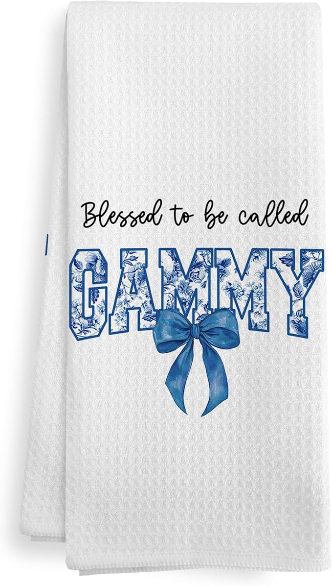 Gammy Gammie Gifts Gift for Grandma from Grandkids, Mothers Day for Grandma, Blessed to be Called Gammy Chinoiserie Kitchen Dish Hand Tea Towels for Bathroom, 16x24 Inch