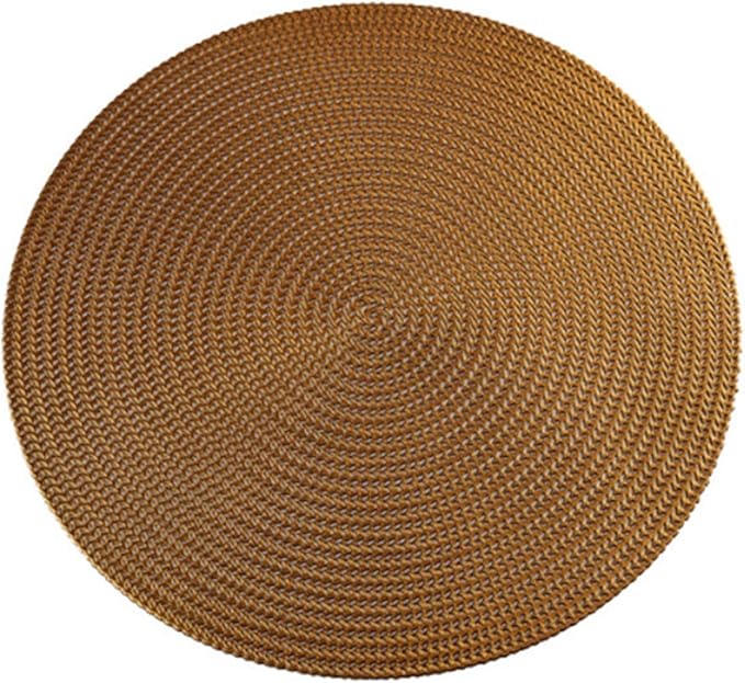 Placemat Kitchen Table Mat Restaurant Round PVC Nordic Anti-scalding Insulation Steak Pad Stand Mug(Bronze)