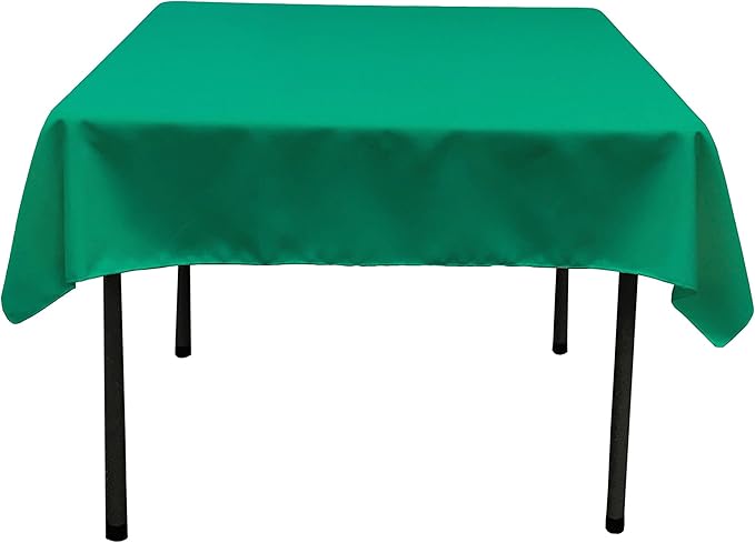 LA Linen Polyester Poplin Washable Square Tablecloth, Stain and Wrinkle Resistant Square Table Cover 52x52, Fabric Table Cloth Square for Dining, Kitchen, Party, Holiday 52 by 52-Inch, Jade