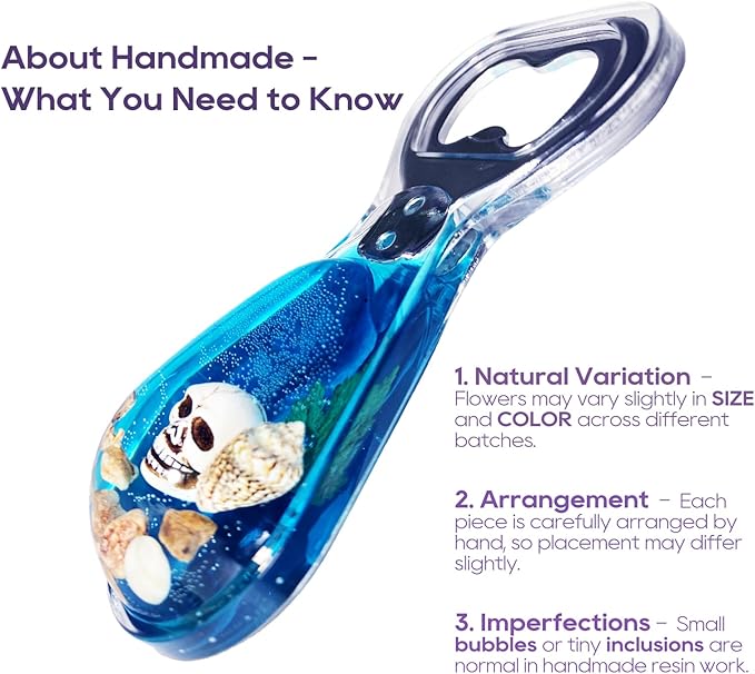 Magnetic Bottle Opener – Original Design Skull Sinking in Ocean in Blue Resin – Strong Magnet for Fridge – Lightweight Gift for Goth Decor & Bartenders – Clear Blue, 1 PCS