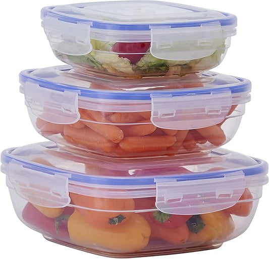 Superio Plastic Food Storage Container Set, BPA Free, Sealed Containers with Airtight Lids for Pnatry, Cupboard, and Fridge- Microwave and Dishwasher Safe (10) (3 Pack)