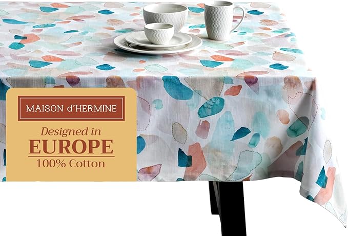Maison d' Hermine Table Cloth Square Table 100% Cotton 54 x 54 Inches Tablecloth Reusable Decorative for Dining Room Farmhouse Home Valentines Day Decorations Spring Summer - Summer Picnic
