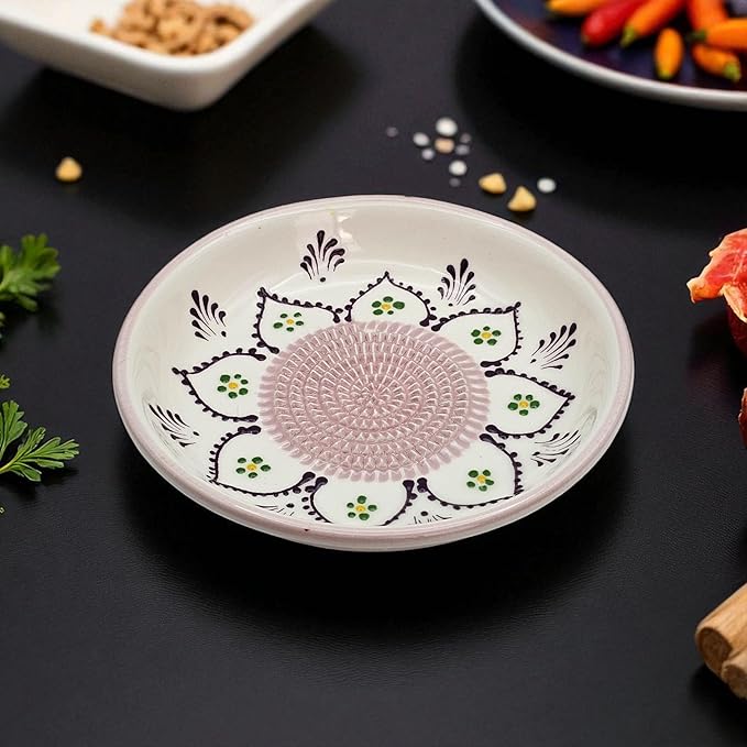 Ceramic Grater Bowl, Garlice Grater Plate, Handmade Ginger Grater, Mincer Bowl for Cheese &Vegetables, Ceramic Decorative Mincer, Hand Dish for Garlic (Purple Dream)