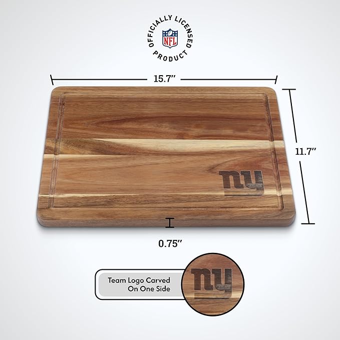 The Memory Company Officially Licensed NFL Acacia Cutting Board – 11.7" x 15.7" Durable Wood Chopping & Serving Board with Team Logo