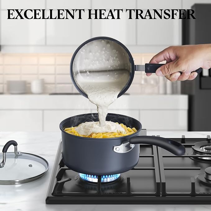 Cook N Home Pots and Pans Set Nonstick Professional Hard Anodized Cookware Sets 12-Piece, Dishwasher Safe with Stay-Cool Handles, Black