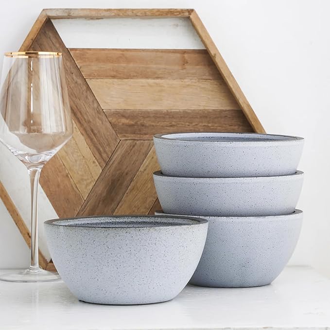 Stone Lain Stoneware Dish Set, 4 Bowls, Tina - Blue and Gray