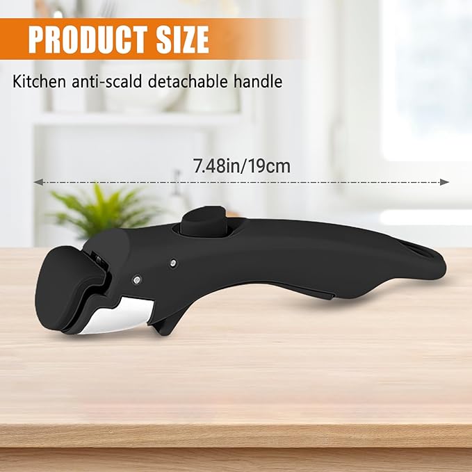 Deteachable Pan Grpper Handle - Black - Detachable Removable pan Handle, Replacement Pan Gripper, Suitable for All Cookware