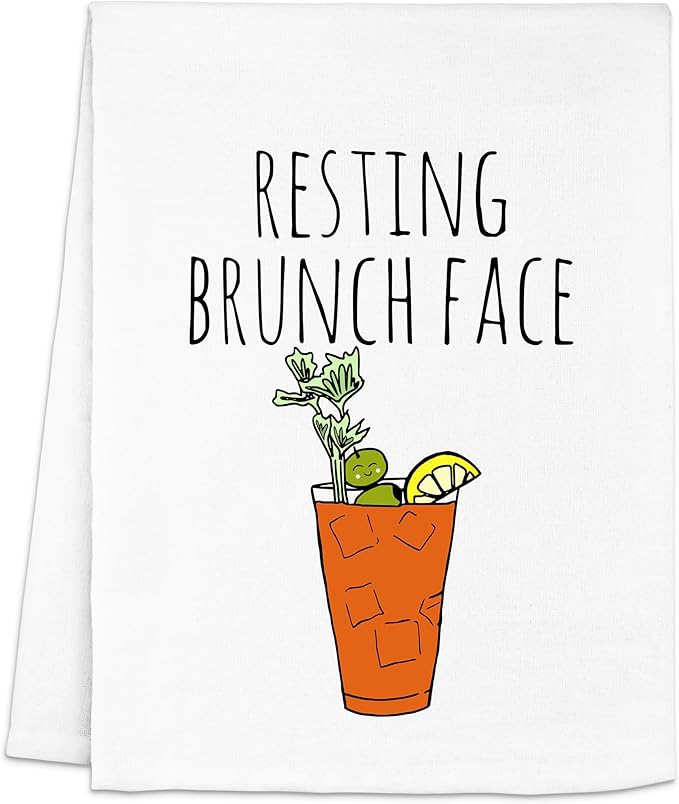 Moonlight Makers, Colorful Funny Dish Towel, Flour Sack Kitchen Towel, Sweet Housewarming Gift, Farmhouse Kitchen Decor (Resting Brunch Face)