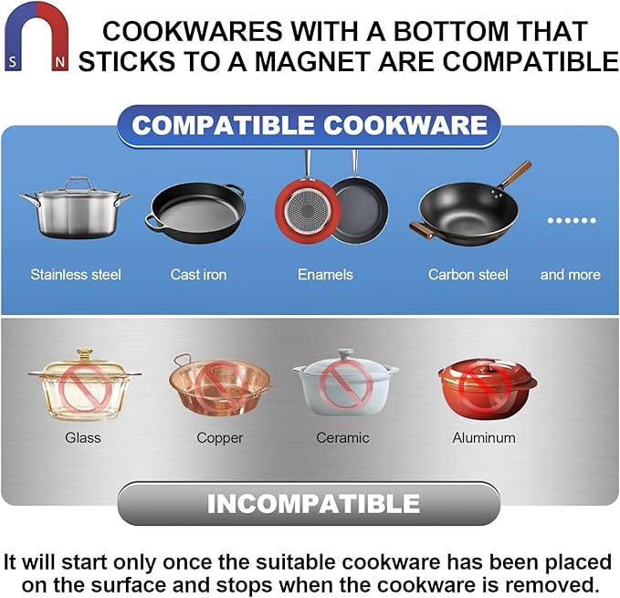 5000W Commercial Induction Cooktop - Professional Electric Burner with Timer for Restaurant