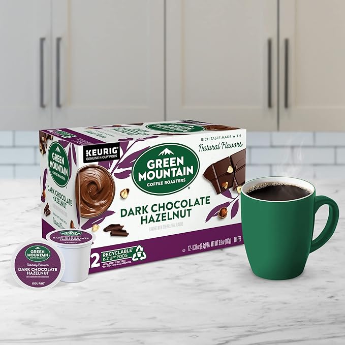 Green Mountain Coffee Roasters Dark Chocolate Hazelnut Coffee, Keurig Single Serve K-Cup Pods, 72 Count (6 Packs of 12)