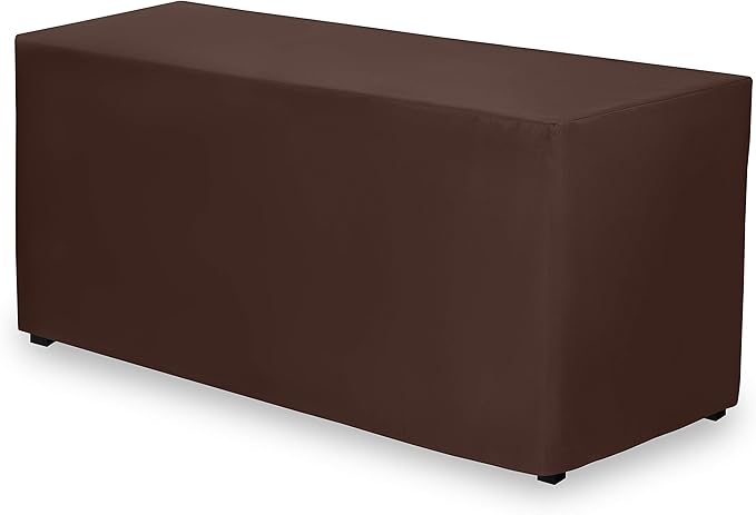 Gee Di Moda Fitted Tablecloth - 48 x 30 Inch Chocolate Floor-Length Fitted Table Cloth for 4 Foot Rectangle Table, Heavy Duty Washable Fabric for Parties, Dinner, Weddings, Baby Shower & Trade Show